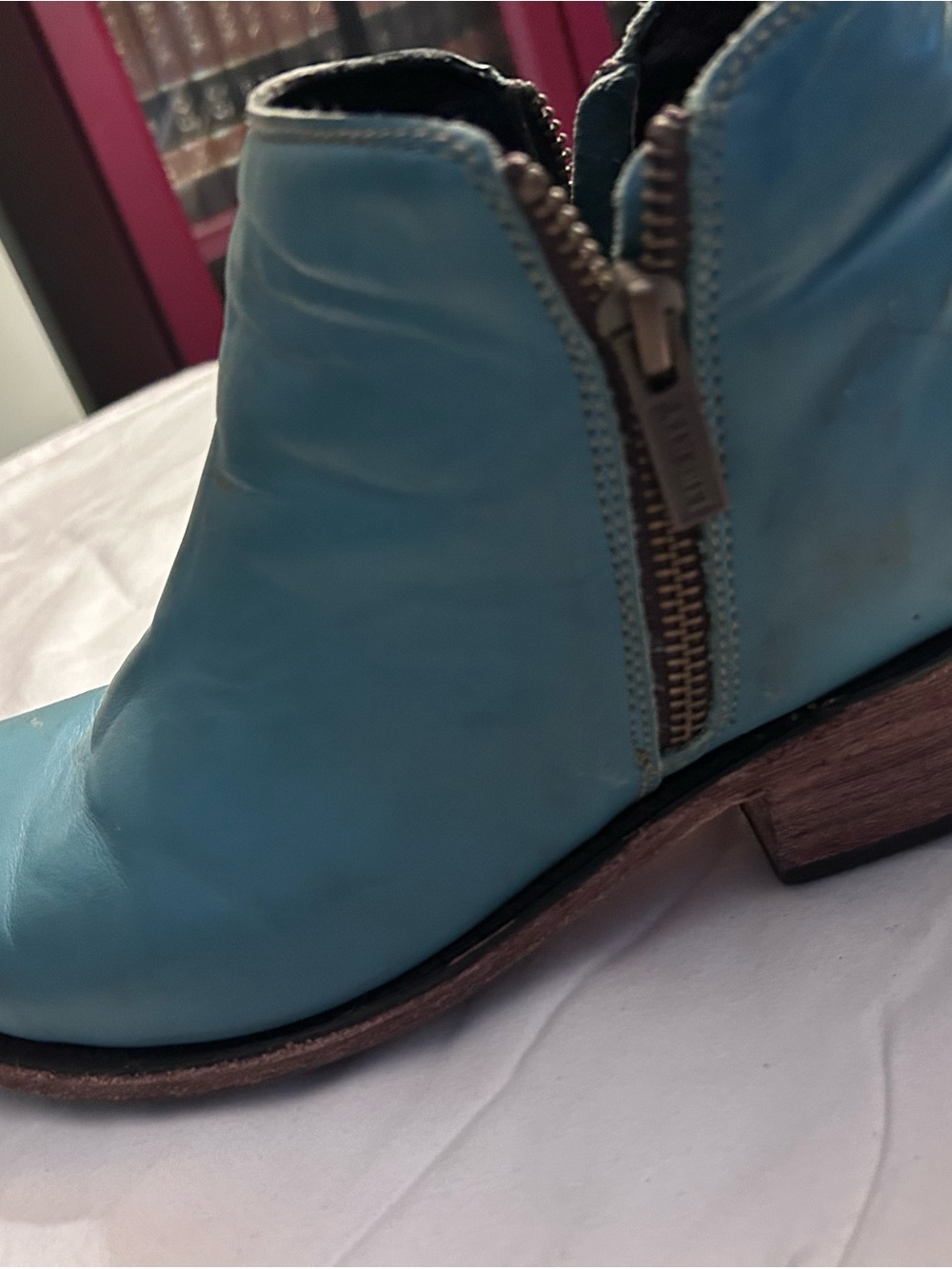 LIBERTY Black Teal Leather Ankle Booties - Picture 10 of 12